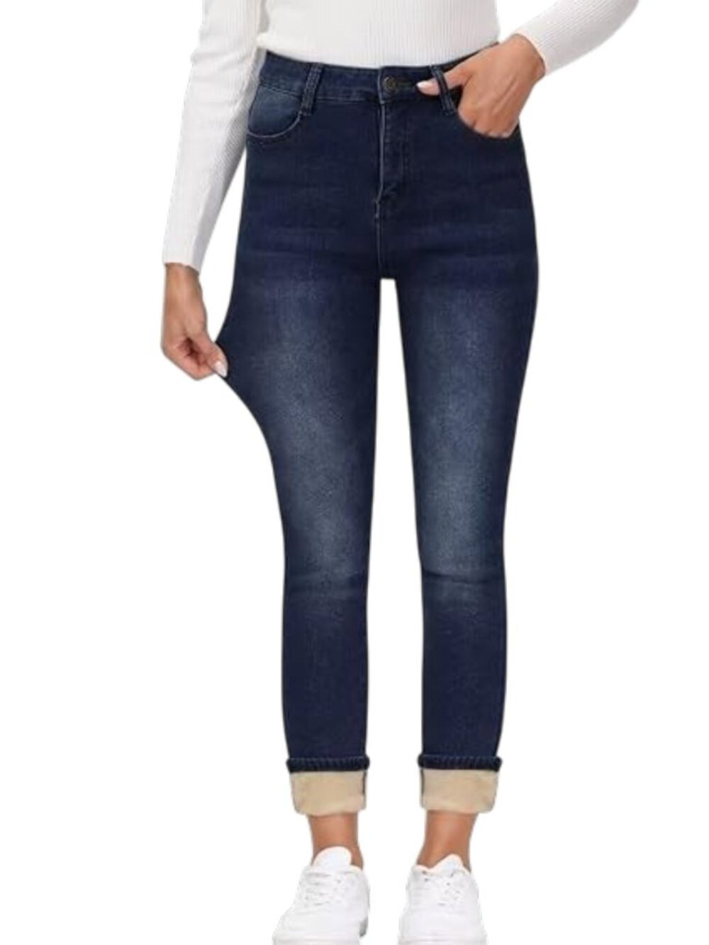 NWT High Waist Fleece Lined Skinny Jeans 6/8 Dark Wash